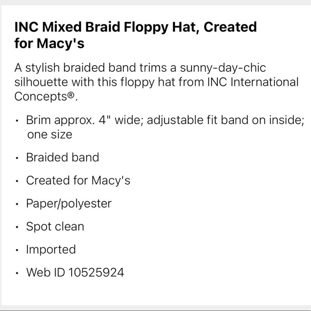 INC Mixed Braid Floppy Hat NWT - Picture 3 of 3